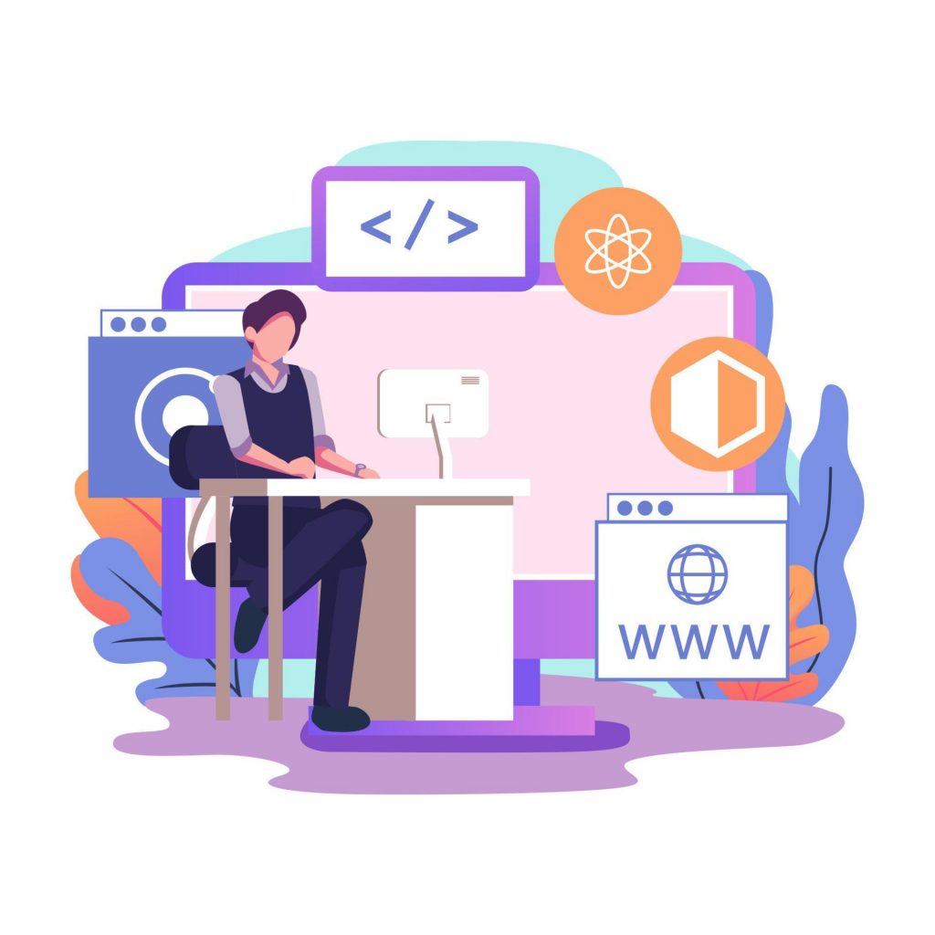 Web Development Flat Style Illustration Design Free Vector